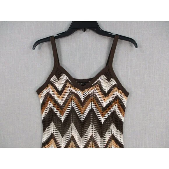 Crochet Chevron Fringe Dress Size M By Almost Famous - Picture 2 of 9
